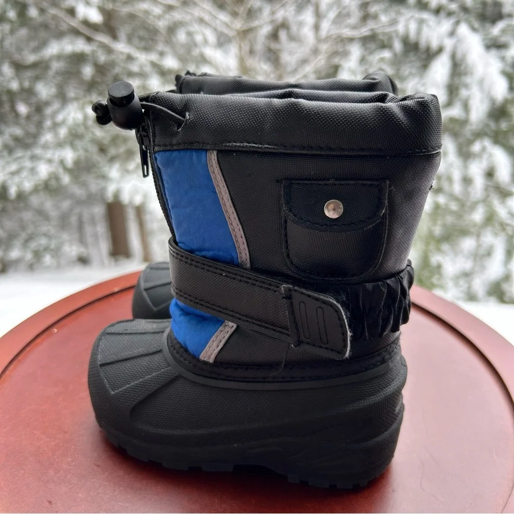 Little Boys Snow Boots—Size 6 | Waterproof Winter Boots Black Blue | Koala Kids